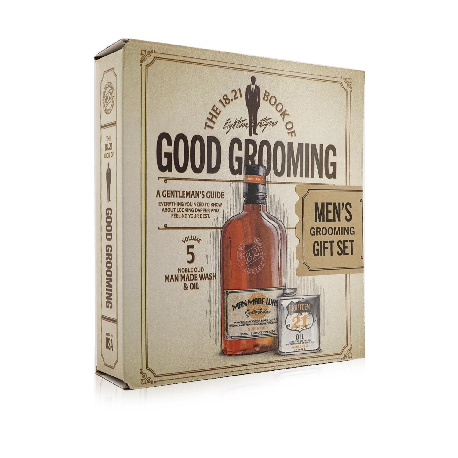 Book of Good Grooming Gift Set Volume 5: Noble Oud (Wash 532ml + Oil 60ml ) by 18.21 Man Made - Image 2