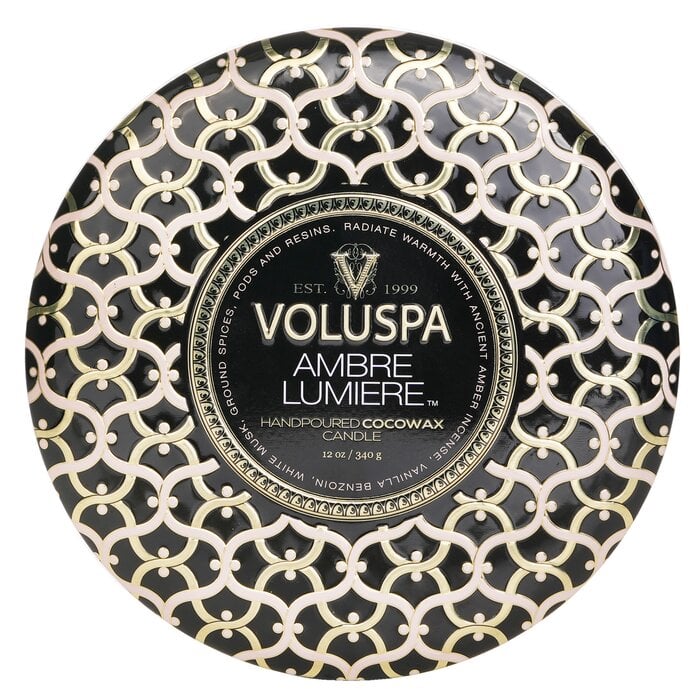 3 Wick Decorative Tin Candle - Ambre Lumiere 340g/12oz by Voluspa - Image 1