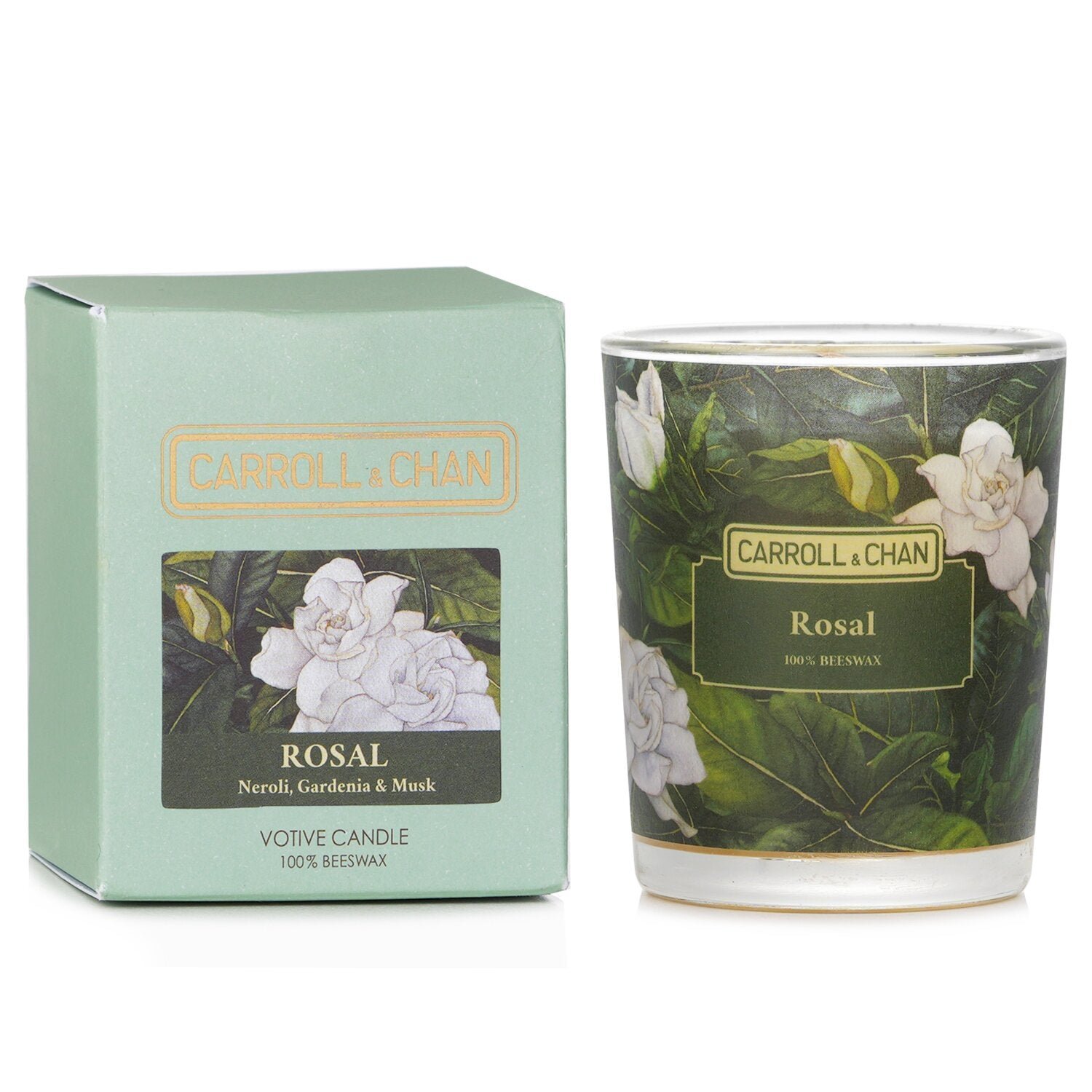 100% Beeswax Votive Candle - Rosal (Neroli, Gardenia & Musk) by Carroll & Chan - Image 2