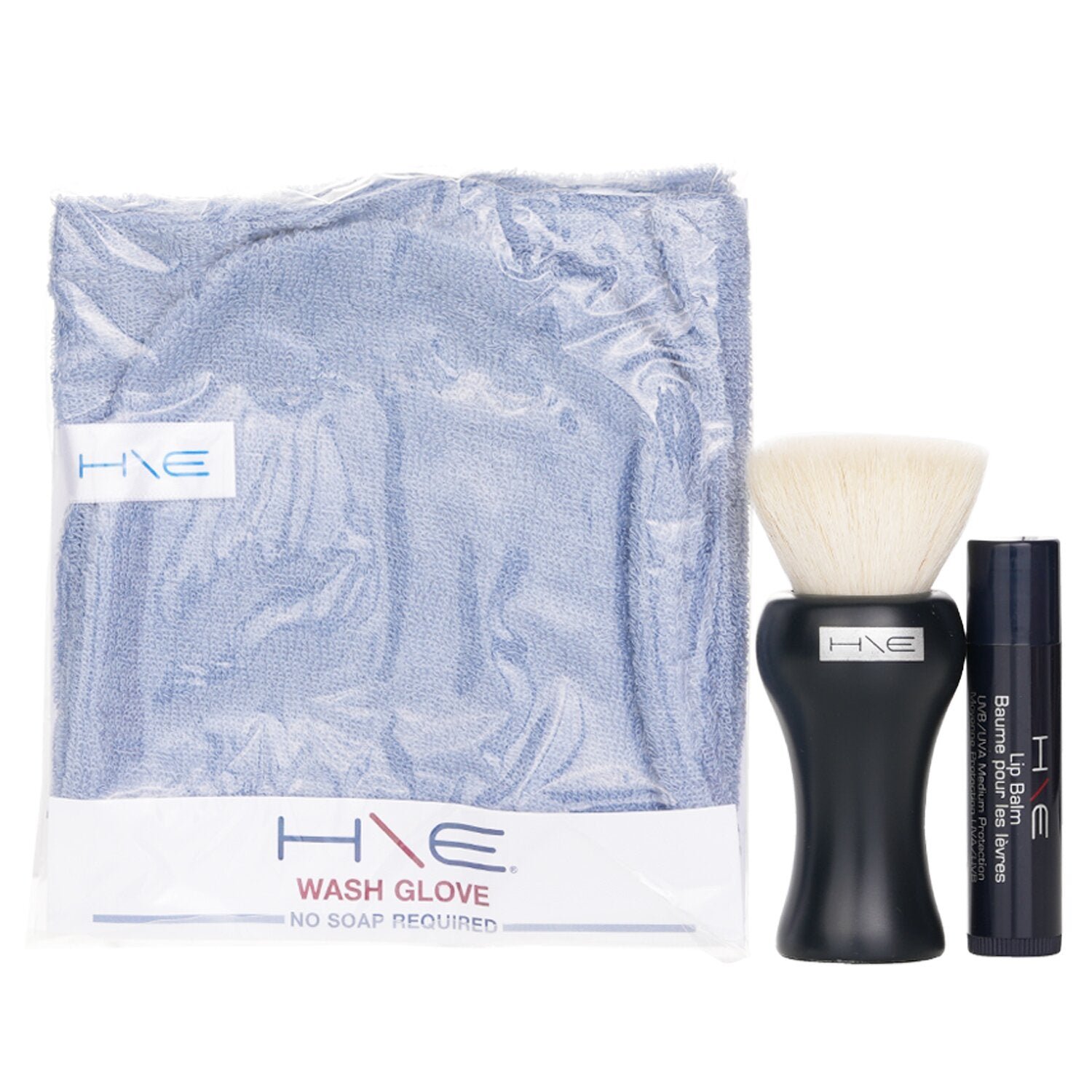 H\E Minerals مجموعة: بلسم شفاه (SPF15) + فرشاة للوجه + قفاز للغسل + حقيبة صغيرة من Jane Iredale - صورة 3