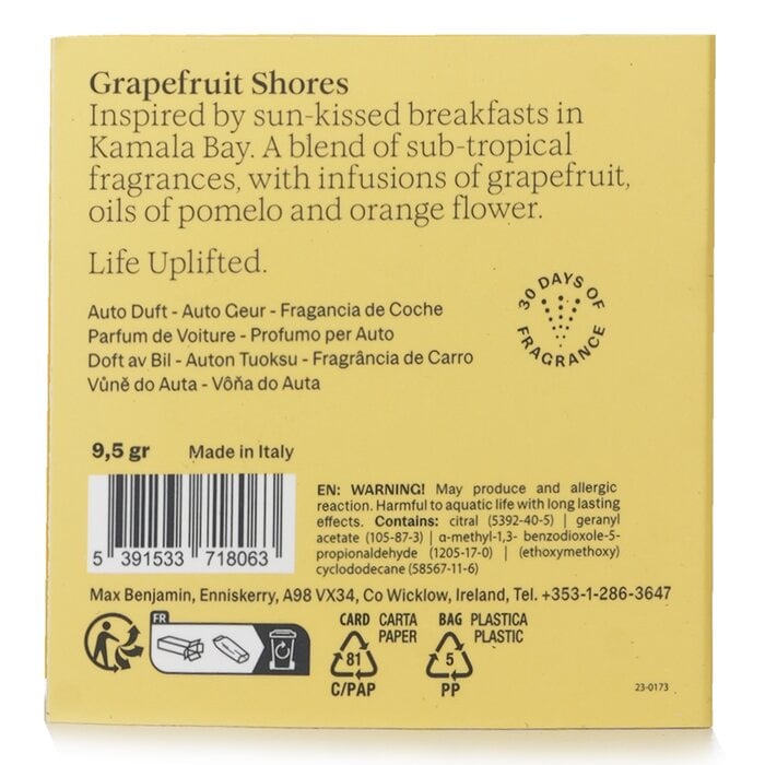 Car Fragrance Refill - Grapefruit Shores 1pc by Max Benjamin - Image 3