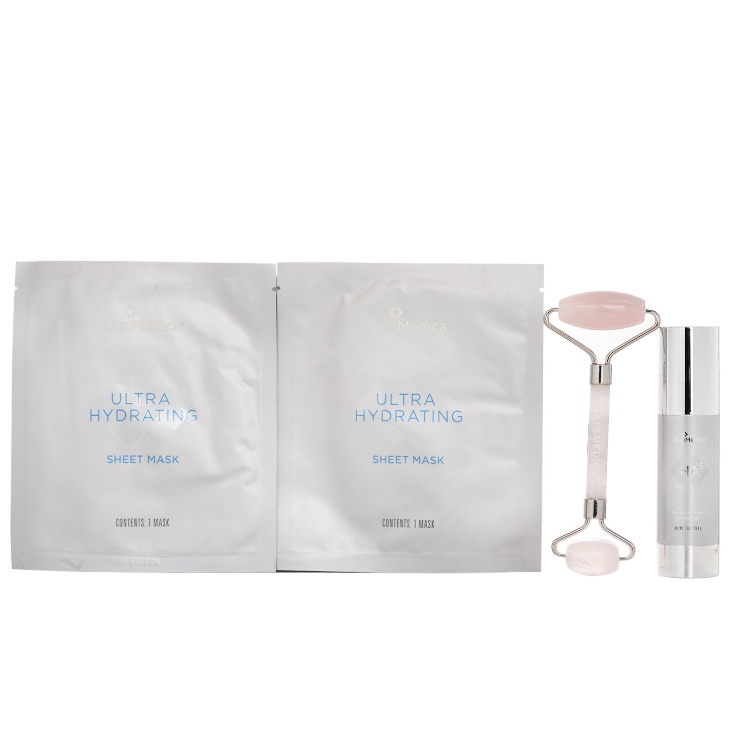 مجموعة طقوس الترطيب الفائقة Radiance Infusion: مرطب مجدد بالهيالورونيك 28.4 جرام + ماسك مرطب فائق قطعتين + رولر Rose Quartz من Skin Medica - صورة 2