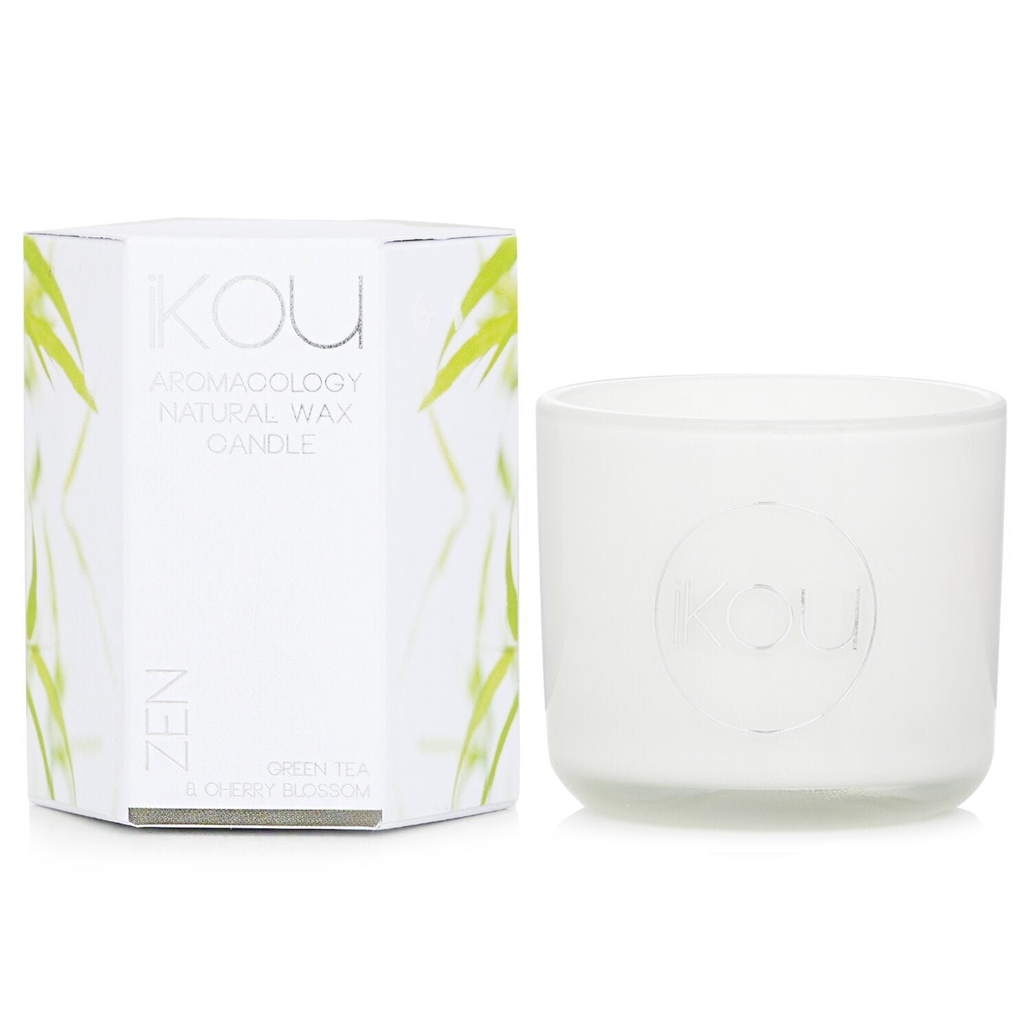 Eco-Luxury Aromacology Natural Wax Candle Glass - Zen (Green Tea & Cherry Blossom) by iKOU - Image 2