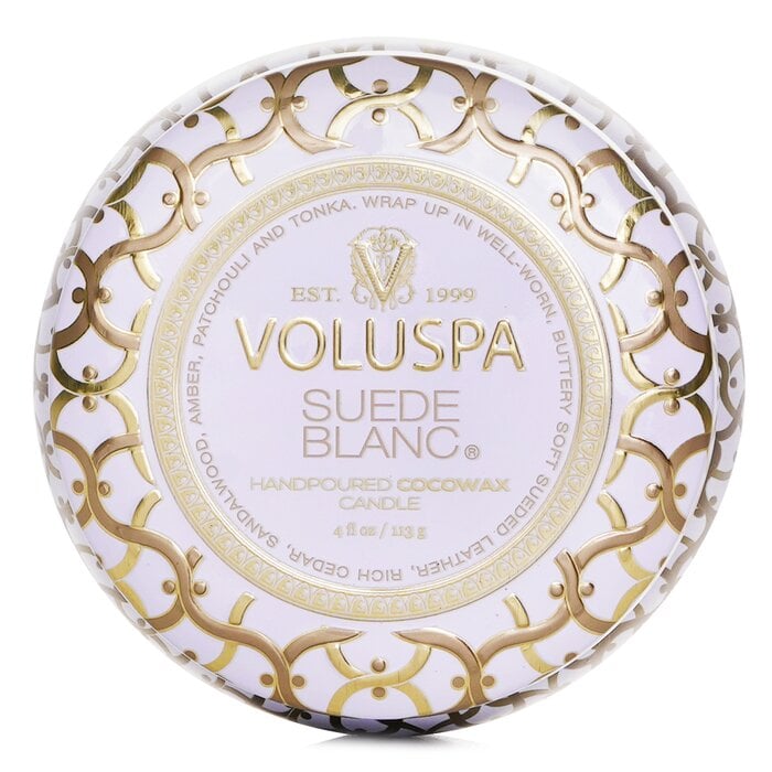 Mini Tin Candle - Suede Blanc 113g/4oz by Voluspa - Image 1