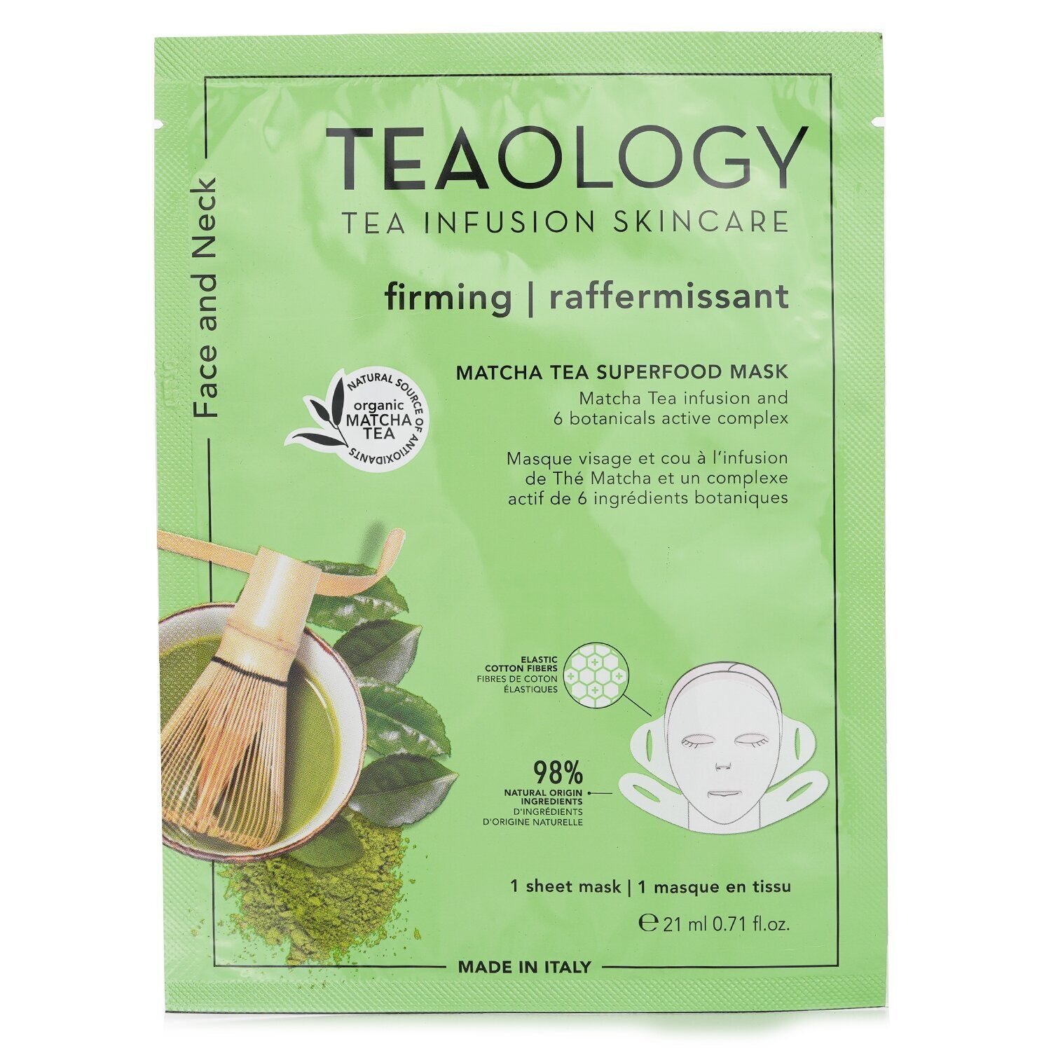 قناع الوجه والرقبة من شاي الماتشا سوبر فود من Teaology - صورة 1