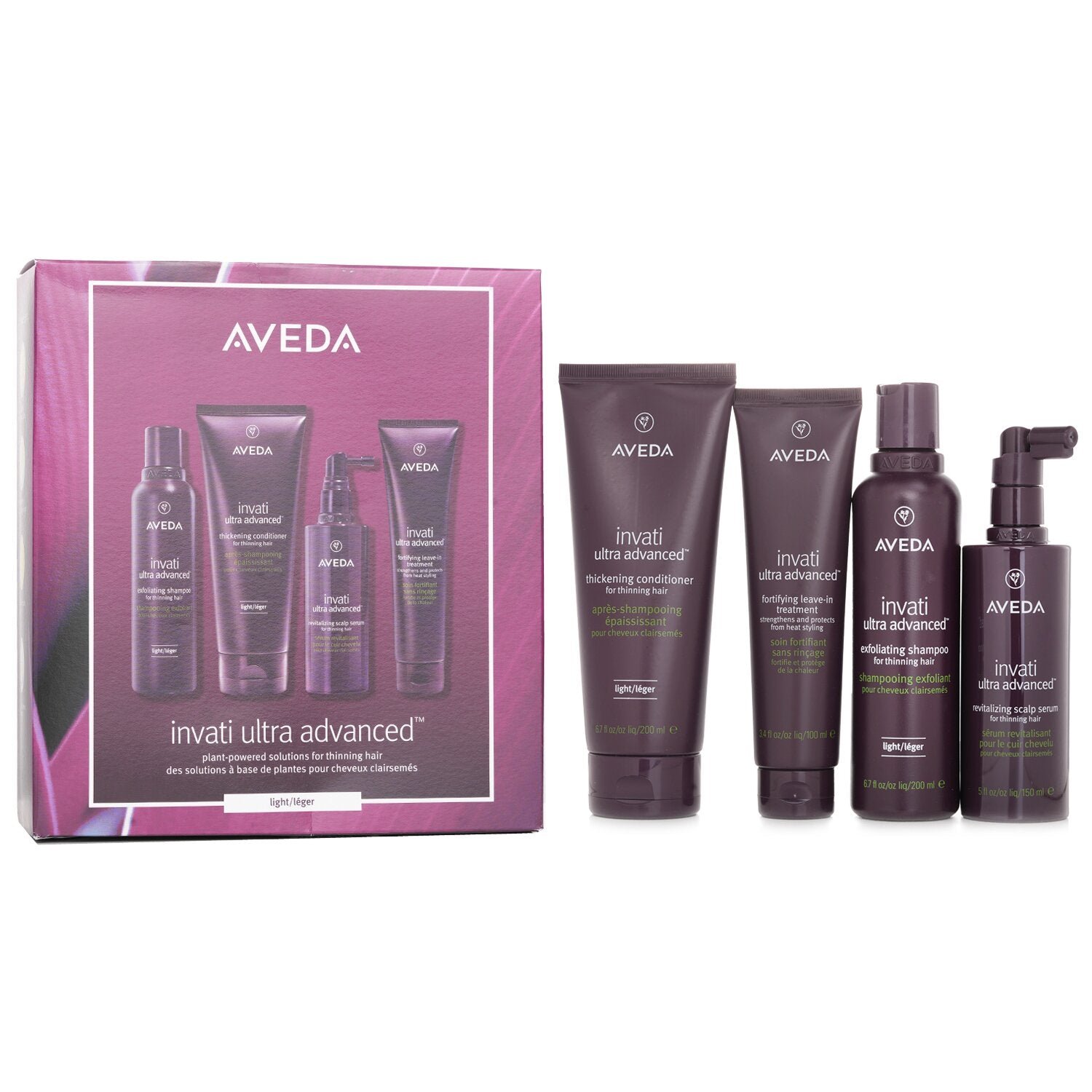 Invati Ultra Advanced 4 Step Light System Set: Light Shampoo 200ml+Light Conditioner 200ml+Serum 150ml+Treatment 100ml من Aveda - صورة 1