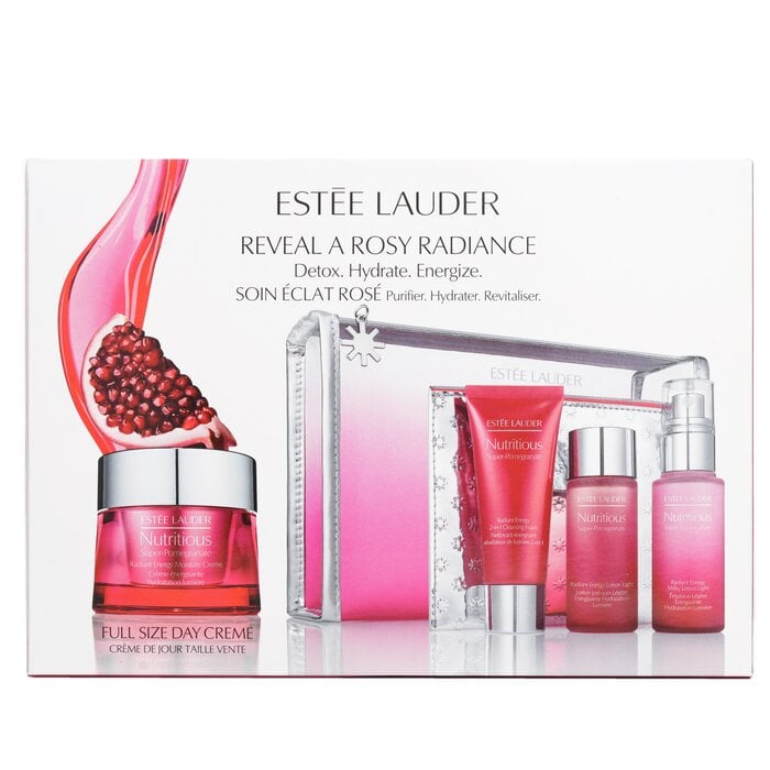 Nutritious Super-Pomegranate Reveal A Rosy Radiance Set: Moisture Creme+ Milky Lotion Light+ Lotion+ Cleansing Foam ... 4pcs+2bags by Estee Lauder - Image 3