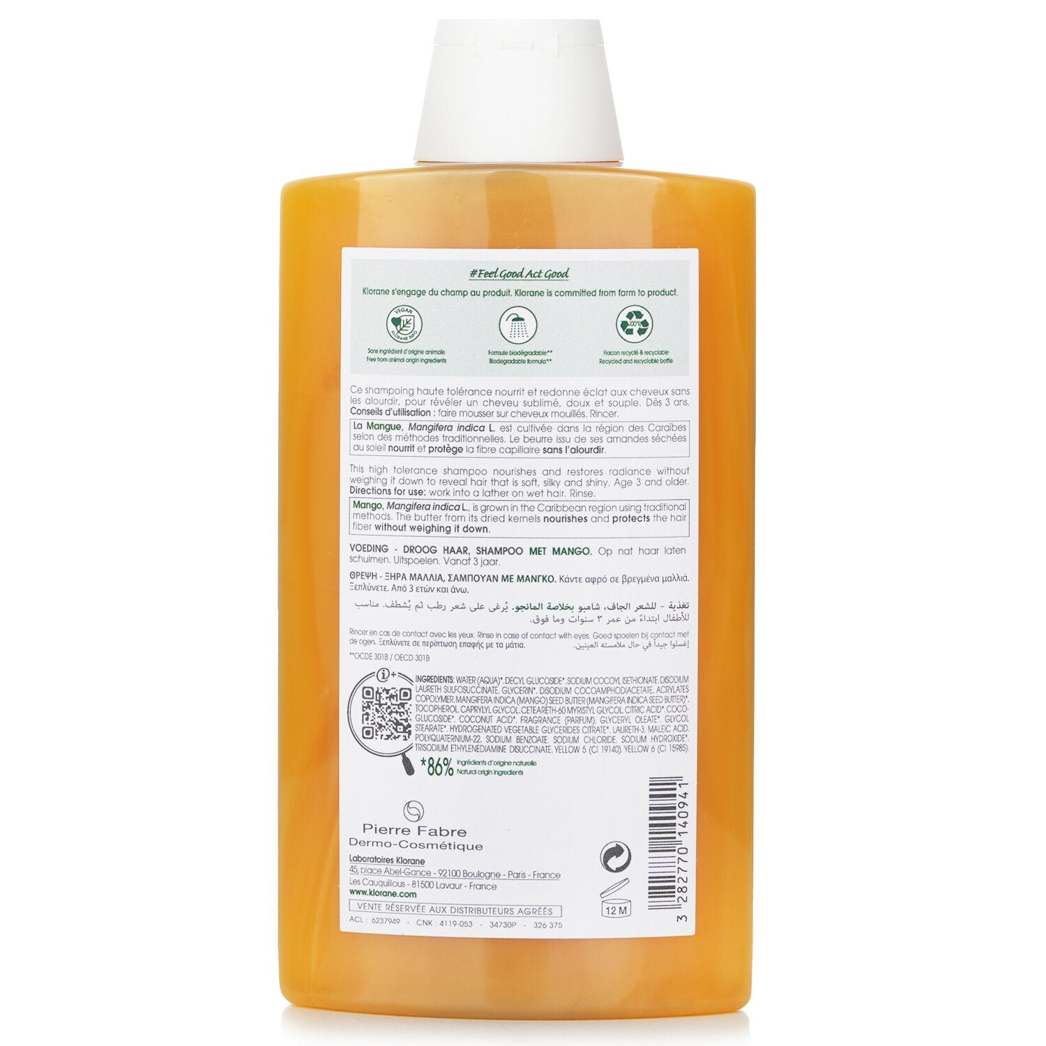 Shampoo with Mango (Nourishing Dry Hair) by Klorane - Image 3