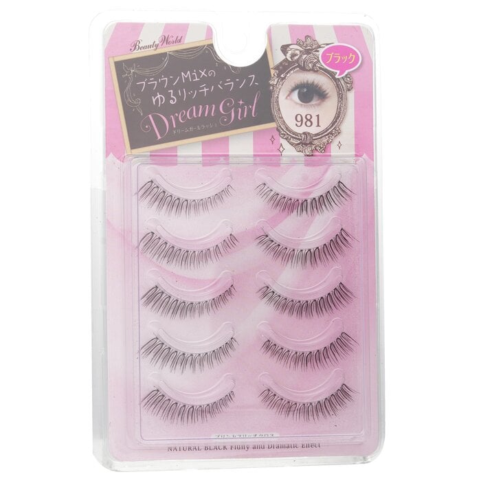 Dream Girl Nylon Eyelash - # 981 Black 5pairs by Beauty World - Image 2