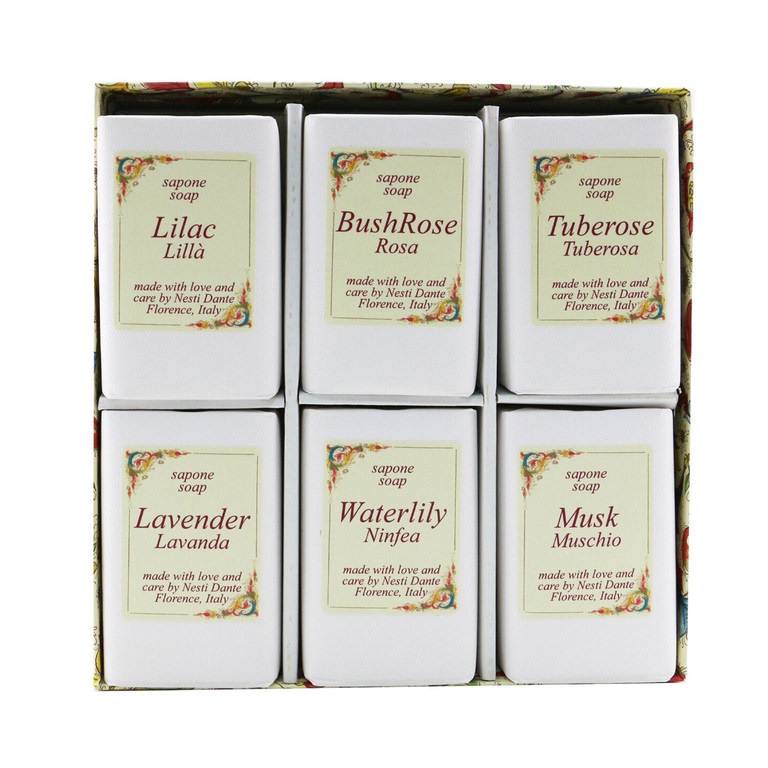 مجموعة صابون Floral Notes: (Lilac + BushRose + Tuberose + Lavender+ Waterlily + Musk) من Nesti Dante - صورة 2