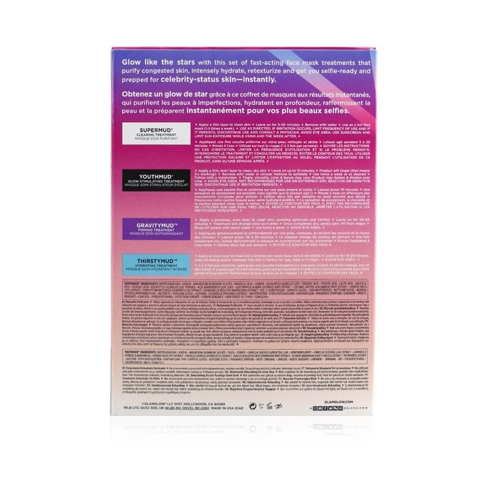 Instant Celebrity Skin Masking Set: 1x Supermud Clearing Treatment - 15g/0.5oz + 1x Youthmud Glow Stimulating Treatment - 15g/0.5oz + 1x Thristymud Hydrating Treatment - 10g/0.35 + 1x Gravitymud Firming Treatment- 10g/0.35 4pcs by Glamglow - Image 3