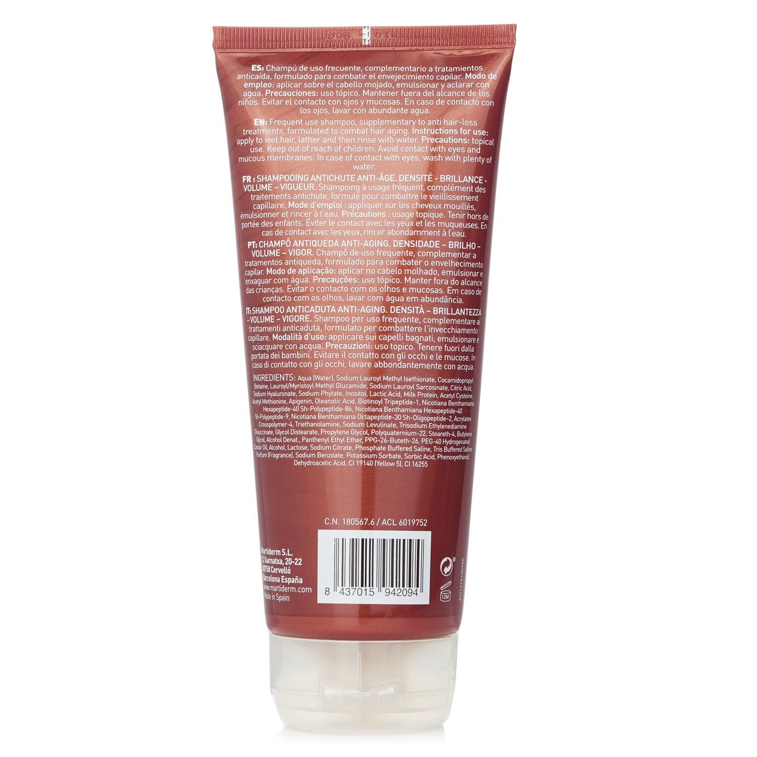 Hair System Anti-Aging Anti Hair-Loss Shampoo With Hyaluronic Acid (For All Hair Types) by Martiderm - Image 3