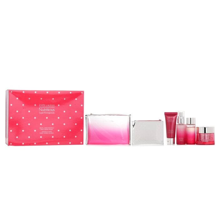 Nutritious Super-Pomegranate Reveal A Rosy Radiance Set: Moisture Creme+ Milky Lotion Light+ Lotion+ Cleansing Foam ... 4pcs+2bags by Estee Lauder - Image 1