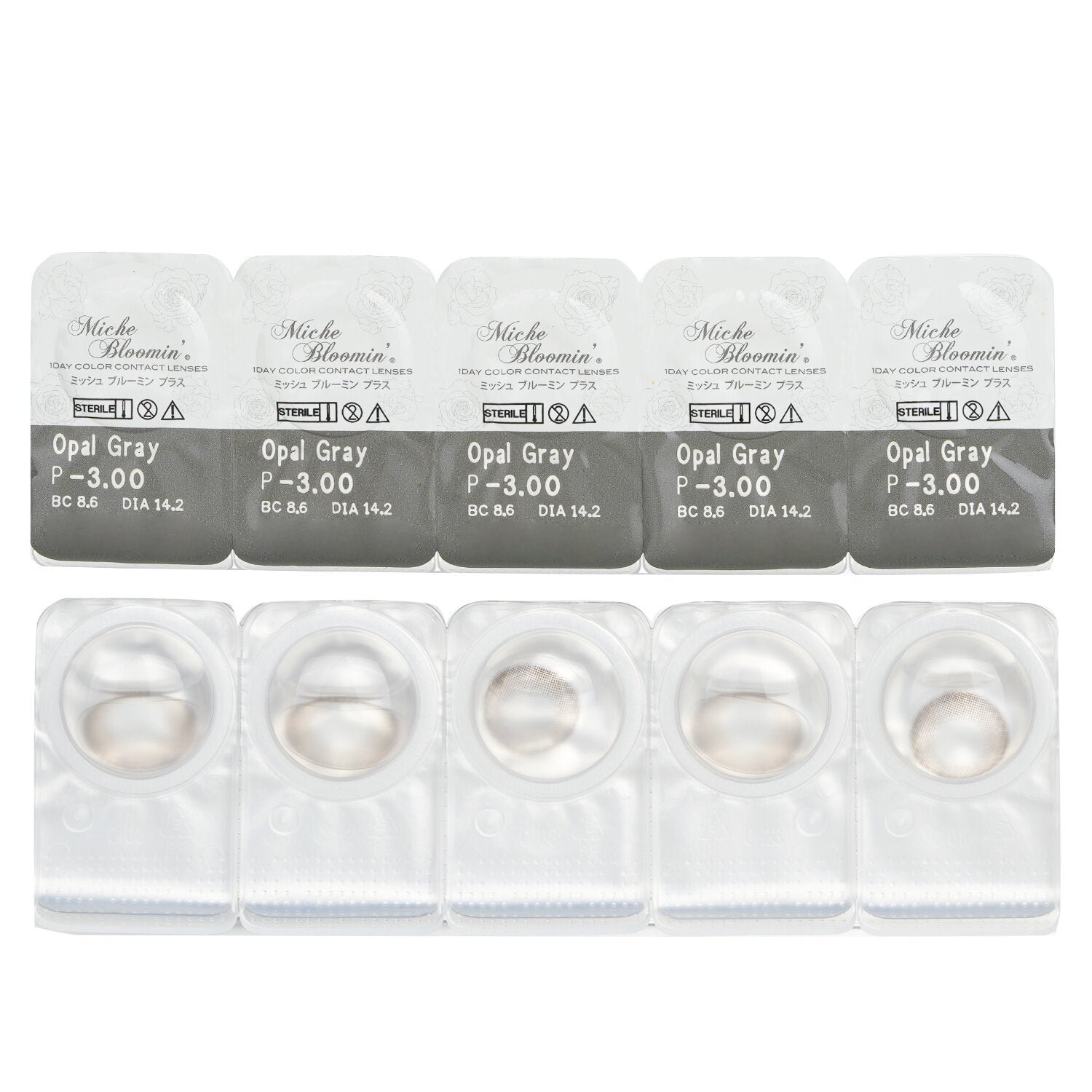 Iris Glow 1 Day Color Contact Lenses (506 Opal Gray) - - 3.00 by Miche Bloomin' - Image 2