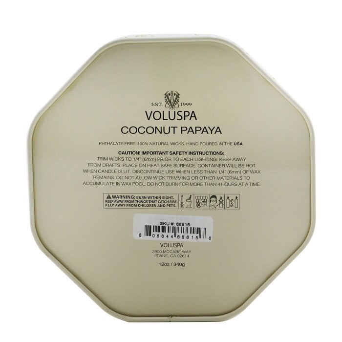 شمع قصدير ثماني مع 3 فتائل - Coconut Papaya 340g/12oz من فولوسبا - صورة 3
