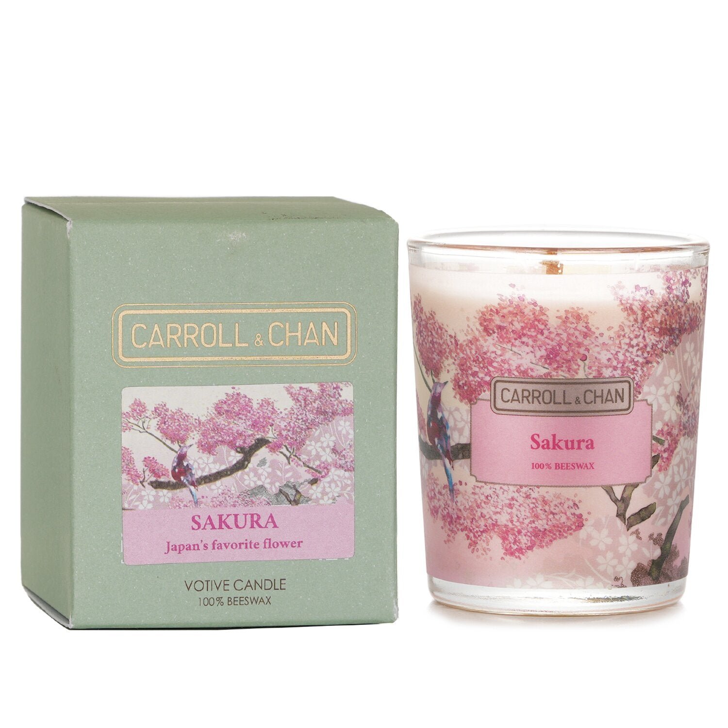 100% Beeswax Votive Candle - Sakura by Carroll & Chan - Image 2