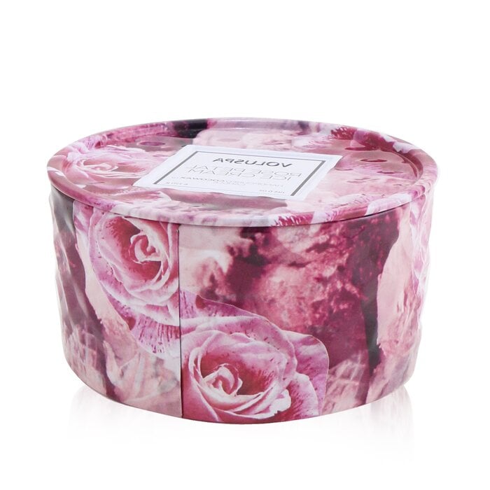شمع قصديري بفتيلين - Rose Petal Ice Cream 170g/6oz من فولوسبا - صورة 3