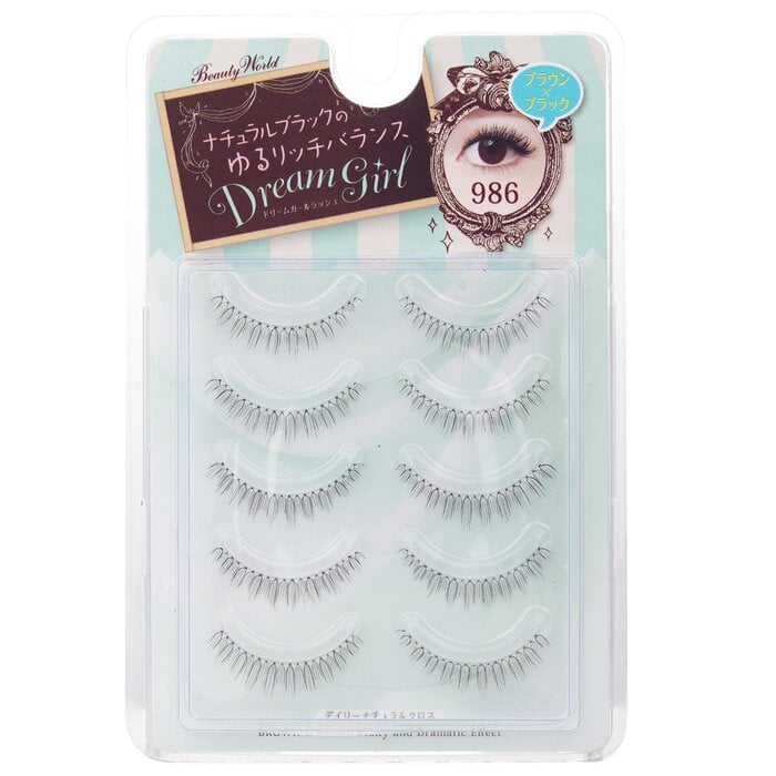 Dream Girl Nylon Eyelash - # 986 Black and Brown 5pairs by Beauty World - Image 1