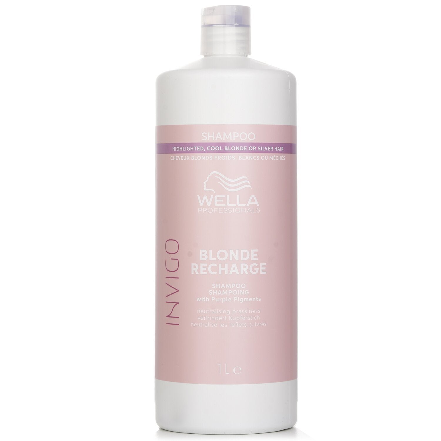 Invigo Blonde Recharge Shampoo With Purple Pigments Highlighted, Cool Blonde Or Silver Hair by Wella - Image 1