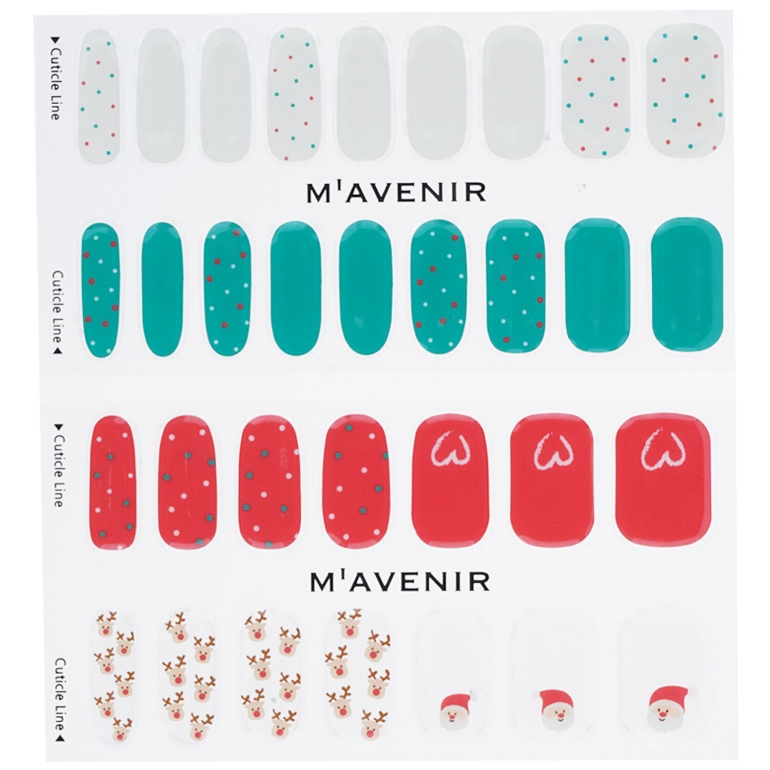 Nail Sticker (Assorted Colour) - # Lovely Deer Santa Nail by Mavenir - Image 2