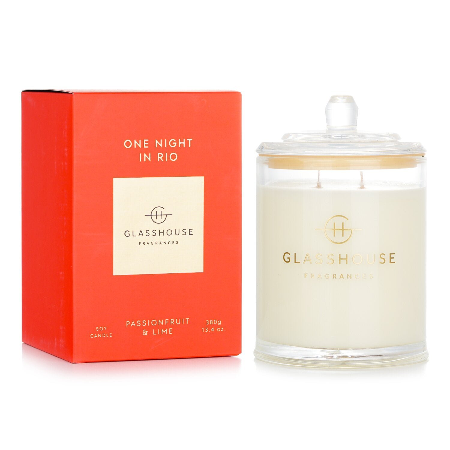 شمع صويا معطر ثلاثي - One Night In Rio (ثمرة الآلام والزيزفون) من Glasshouse - صورة 2