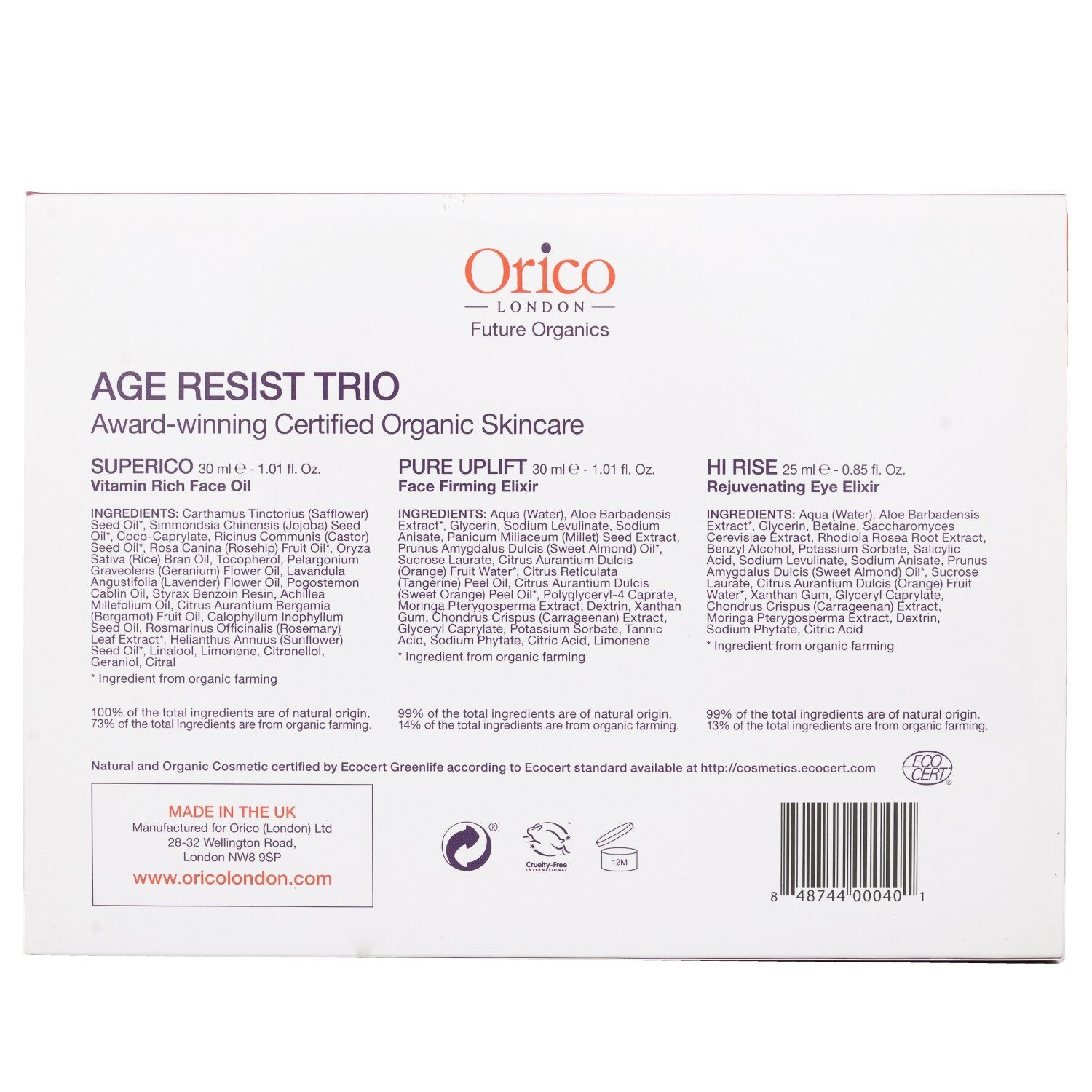 Age Resist Trio: Face Oil 30ml/1.01oz + Firming Elixir 30ml/1.01oz + Eye Elixir 25ml/0.85oz by Orico London - Image 3