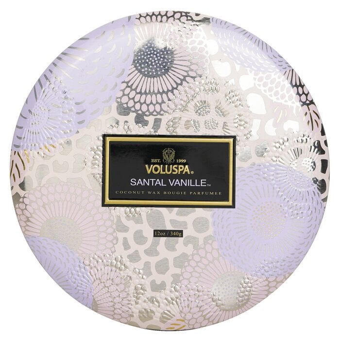 شمع قصدير مزخرف مع 3 فتائل - Santal Vanille 340g/12oz من فولوسبا - صورة 1