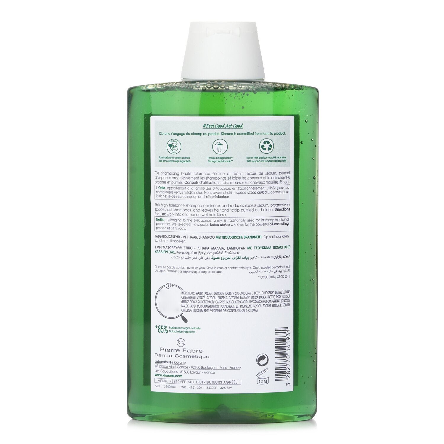 Shampoo with Organic Nettle (Oil Control Oily Hair) by Klorane - Image 3