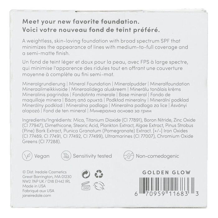 PurePressed Base Mineral Foundation Refill SPF 20 - Golden Glow 9.9g/0.35oz by Jane Iredale - Image 3
