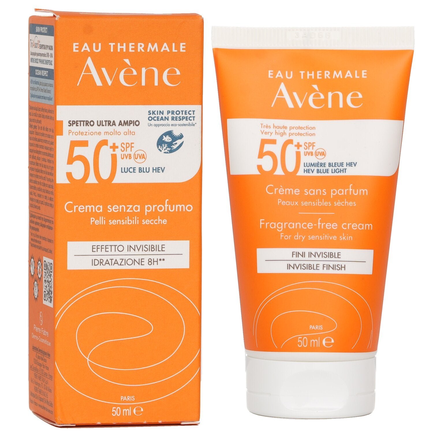 كريم خالٍ من العطور ذو حماية عالية جدًا SPF50 + - للبشرة الجافة والحساسة من Avene - صورة 2