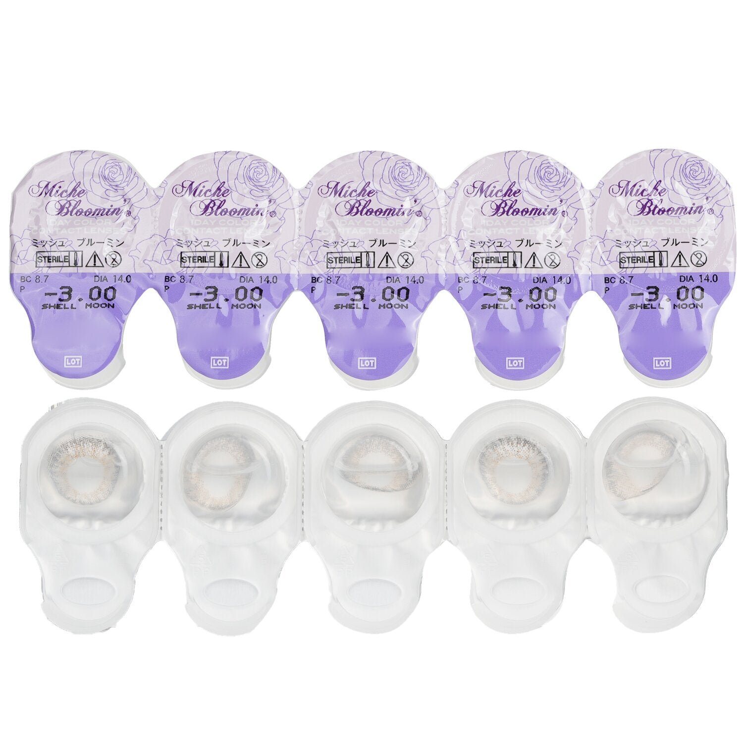 Quarter Veil 1 Day Color Contact Lenses (106 Shell Moon) - - 3.00 Exp Date:10/31/2025 by Miche Bloomin' - Image 2