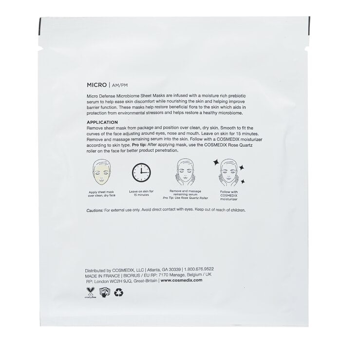ماسك رقاقة Micro Defense Microbiome ( حجم صالون ) 10sheets من CosMedix - صورة 3