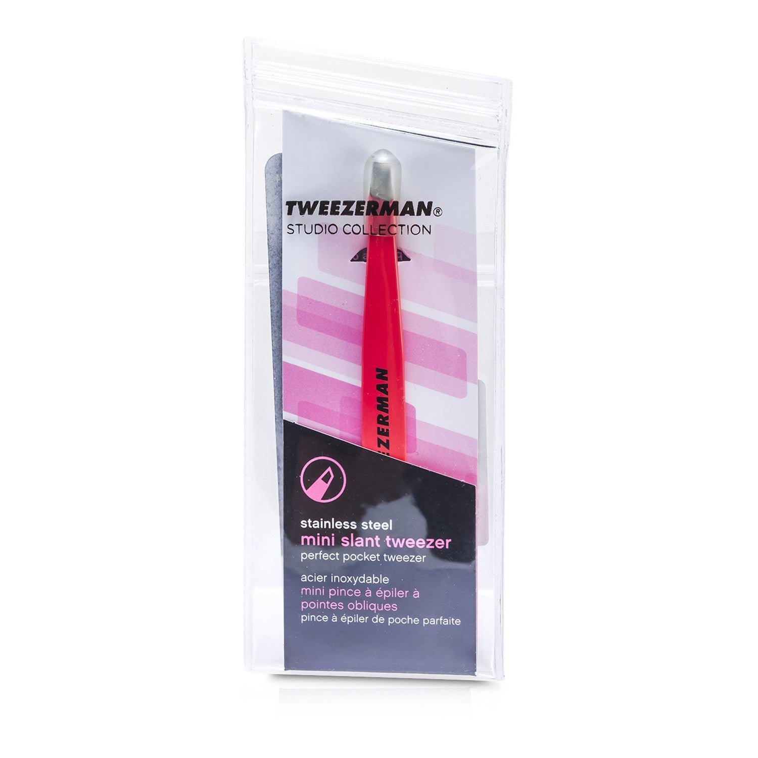 Mini Slant Tweezer - Pink (Studio Collection) by Tweezerman - Image 1