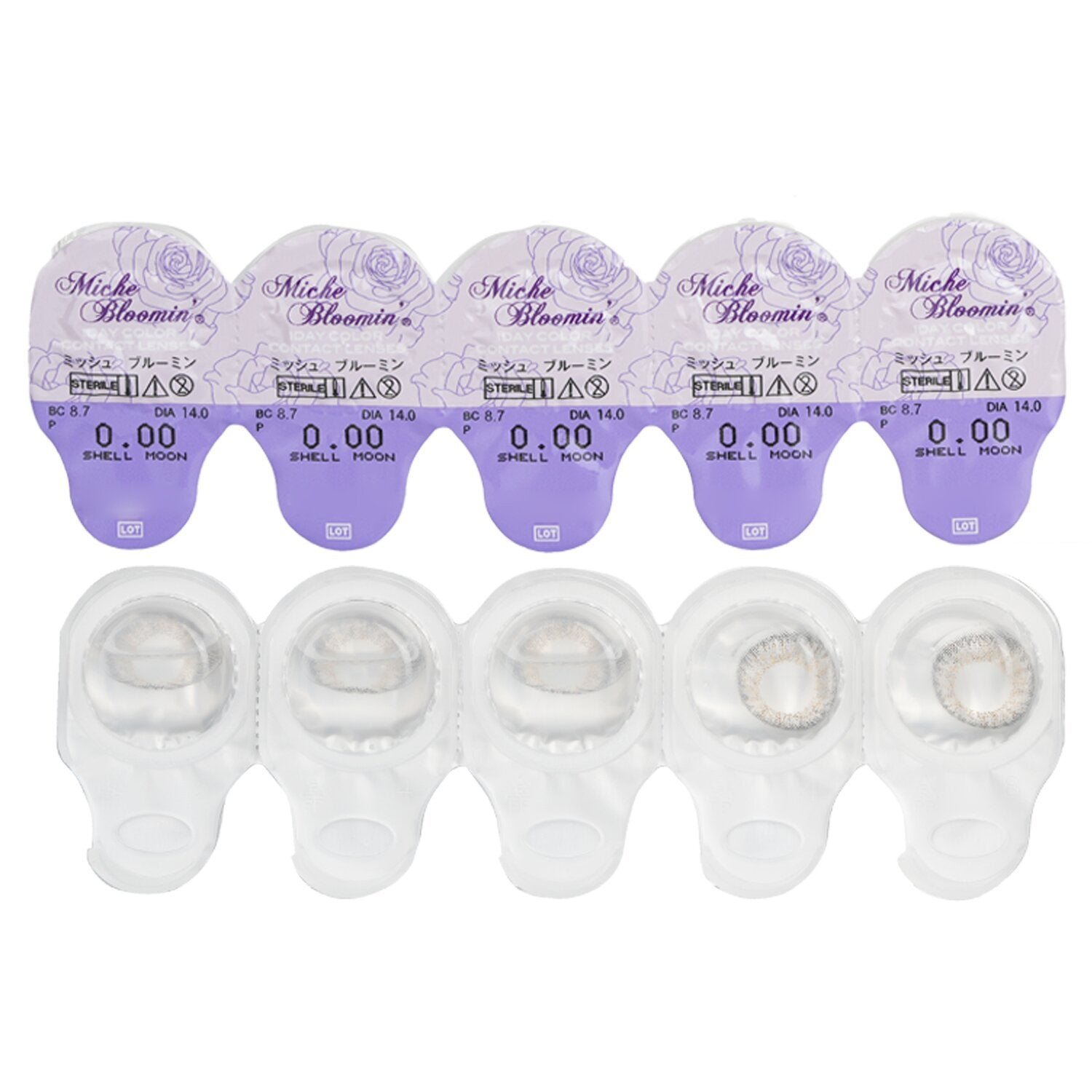 Quarter Veil 1 Day Color Contact Lenses (106 Shell Moon) - 0.00 by Miche Bloomin' - Image 2