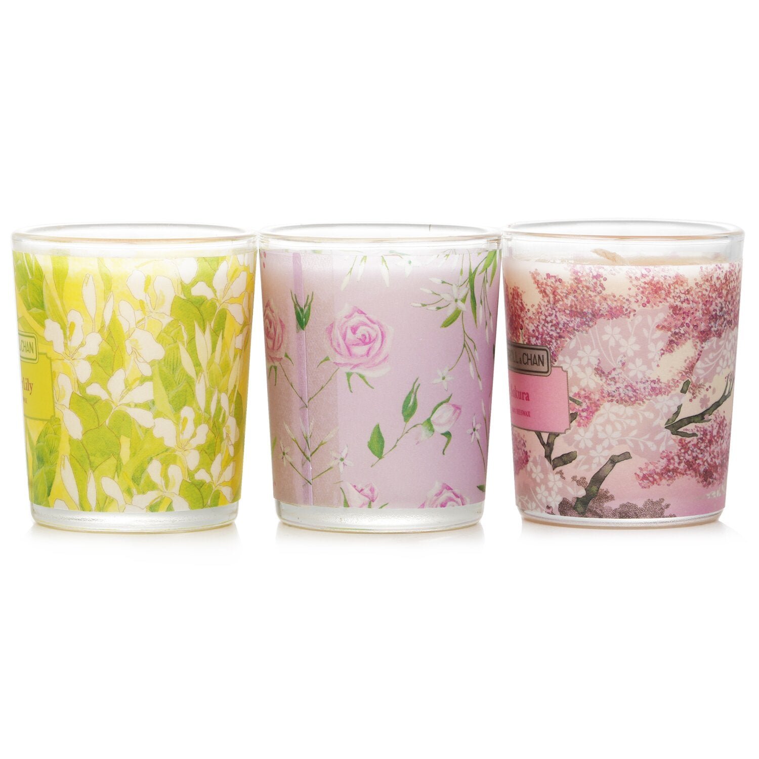 3 Votive Set: Sakura, Jasmine, Rose & Cranberry, Ginger Lily by Carroll & Chan - Image 3