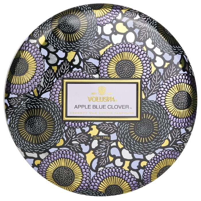 3 Wick Decorative Tin Candle - Apple Blue Clover 340g/12oz by Voluspa - Image 1
