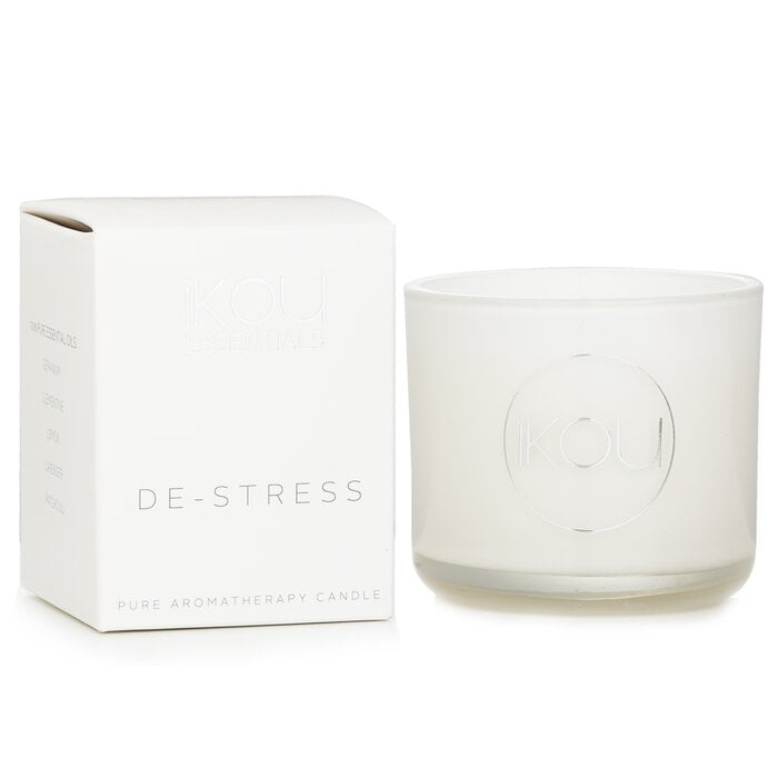 Essentials Aromatherapy Natural Wax Candle Glass - De-Stress (Lavender & Geranium) 100177 85g by iKOU - Image 2