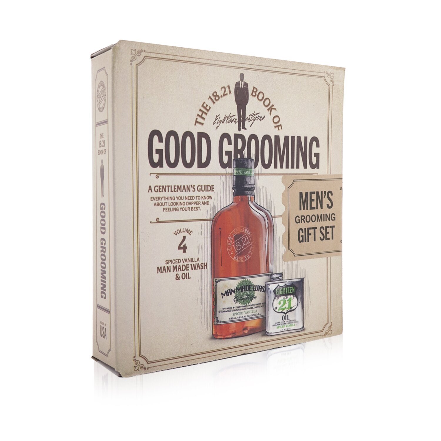 مجموعة العناية الرجالية حجم 4 Book of Good Grooming: (غسول 532مل + زيت 60مل) Spiced Vanilla من 18.21 Man Made - صورة 2