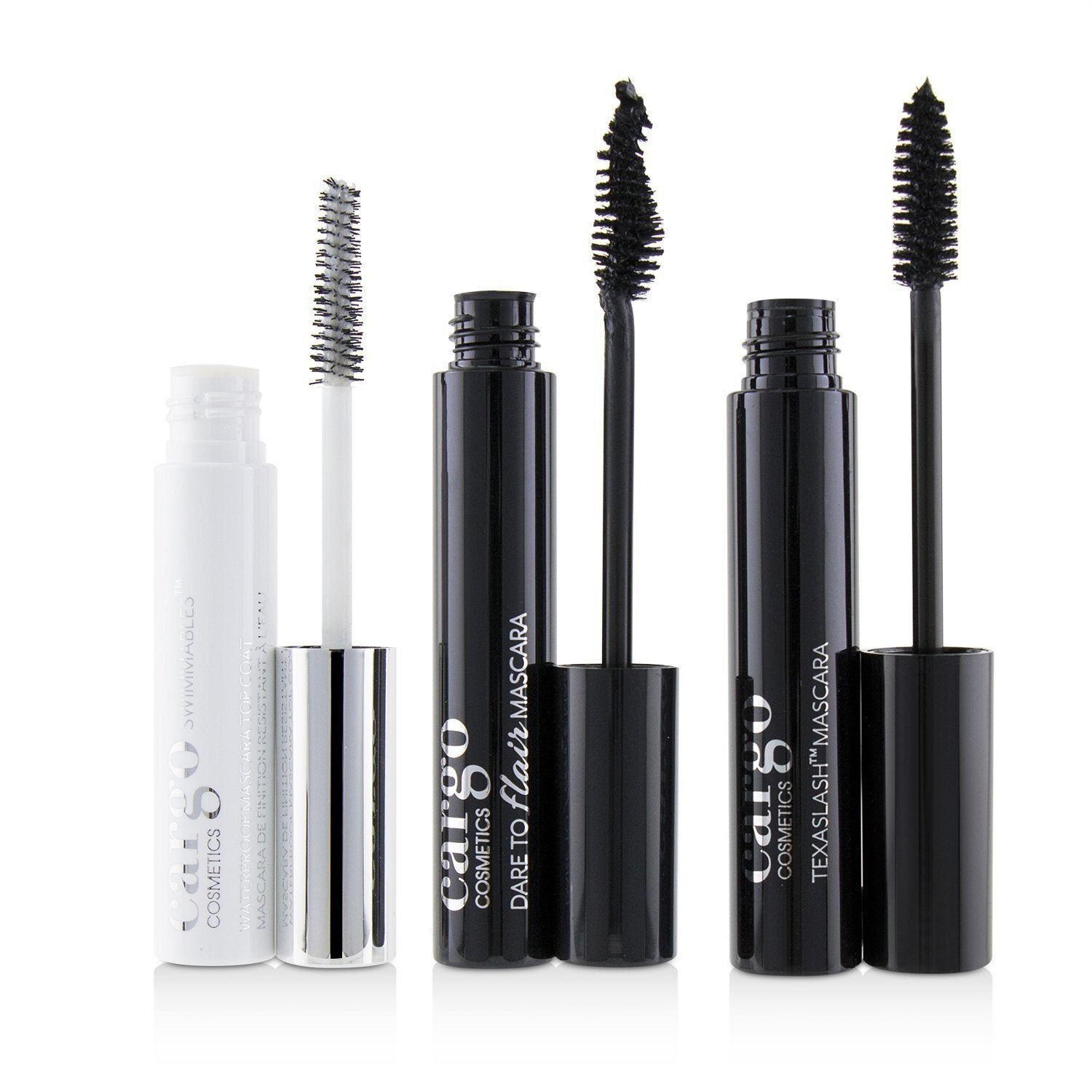 Mascara Kit: 1x Dare To Flair Mascara, 1x Texalash Mascara, 1x Swimmables Waterproof Mascara Topcoat by Cargo - Image 1