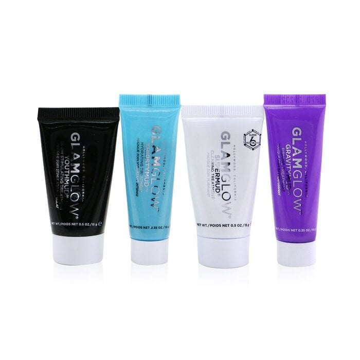 Instant Celebrity Skin Masking Set: 1x Supermud Clearing Treatment - 15g/0.5oz + 1x Youthmud Glow Stimulating Treatment - 15g/0.5oz + 1x Thristymud Hydrating Treatment - 10g/0.35 + 1x Gravitymud Firming Treatment- 10g/0.35 4pcs by Glamglow - Image 2