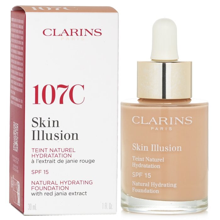 أساس مرطب طبيعي Skin Illusion SPF 15 -#107C 30ml/1oz من Clarins - صورة 2