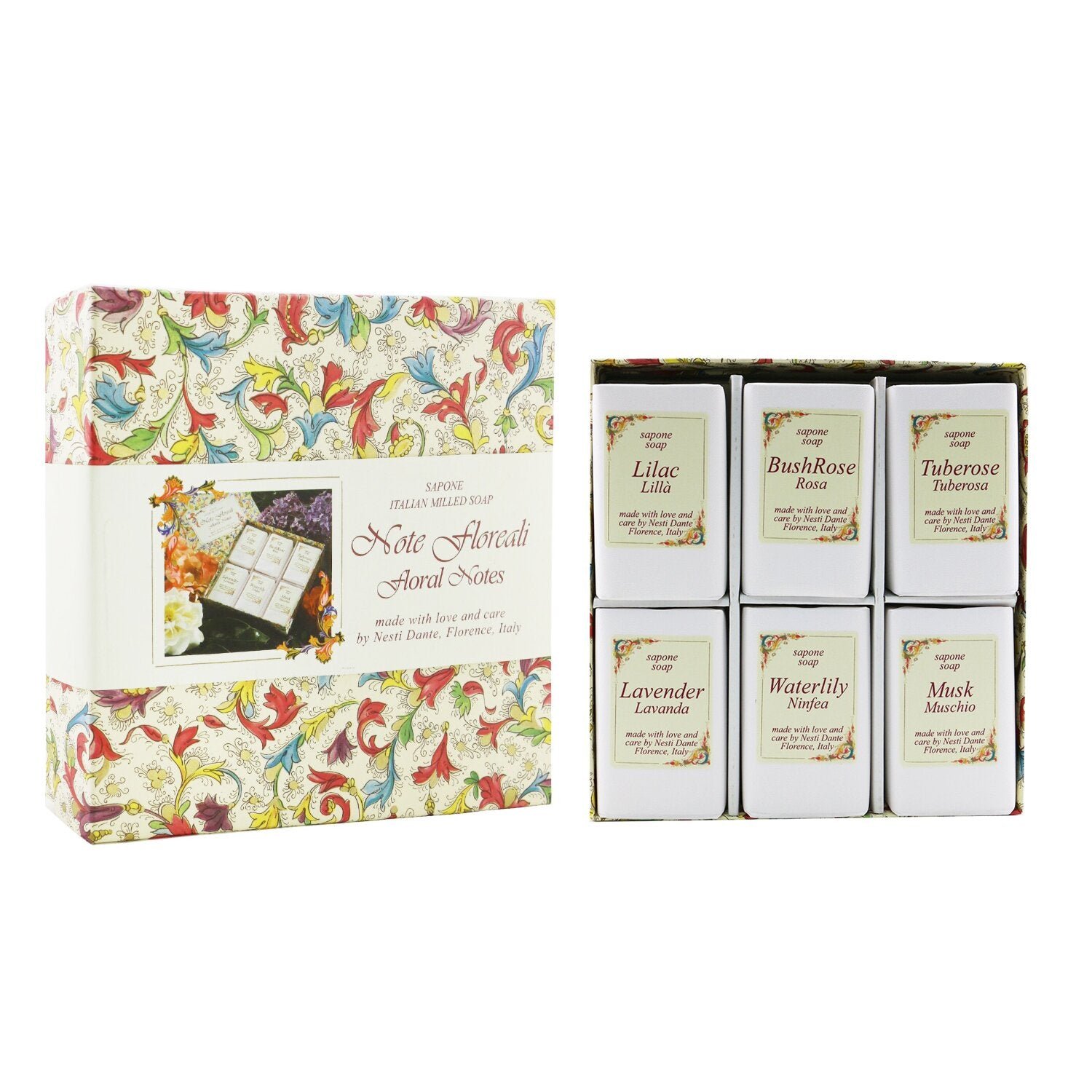 مجموعة صابون Floral Notes: (Lilac + BushRose + Tuberose + Lavender+ Waterlily + Musk) من Nesti Dante - صورة 1