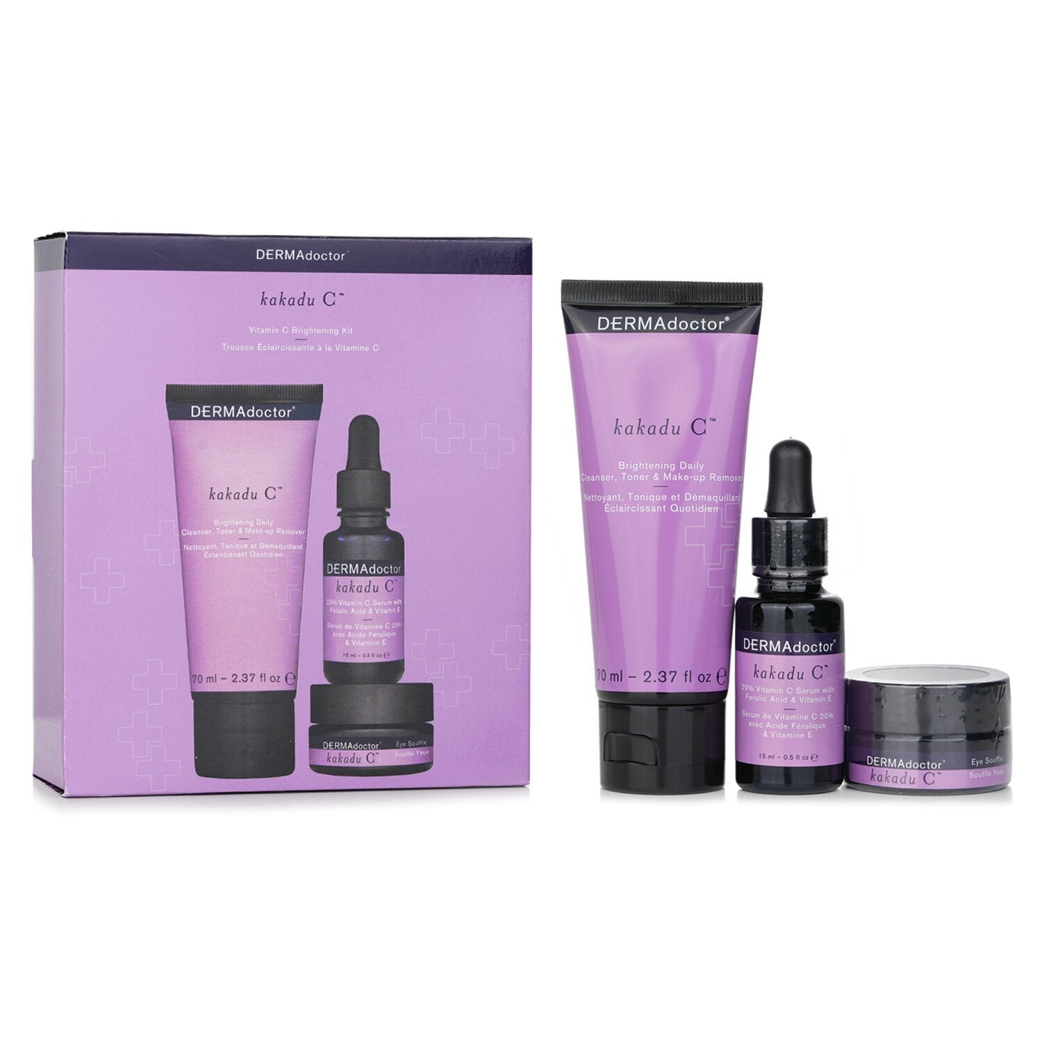 Kakadu C Vitamin C Brightening Kit: Daily Cleanser 70ml + 20% Vitamin C Serum 15ml + Eye Souffle 15ml by DERMAdoctor - Image 1