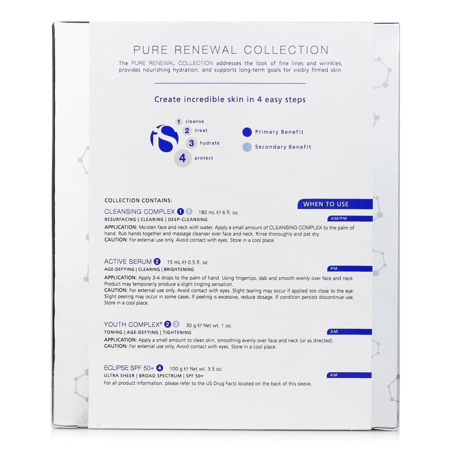 Pure Renewal Collection: Cleansing Compelx 180ml + Active Serum 15ml + Youth Complex 30g + Eclipse SPF 50 Sunscreen Cream 100g by IS Clinical - Image 3