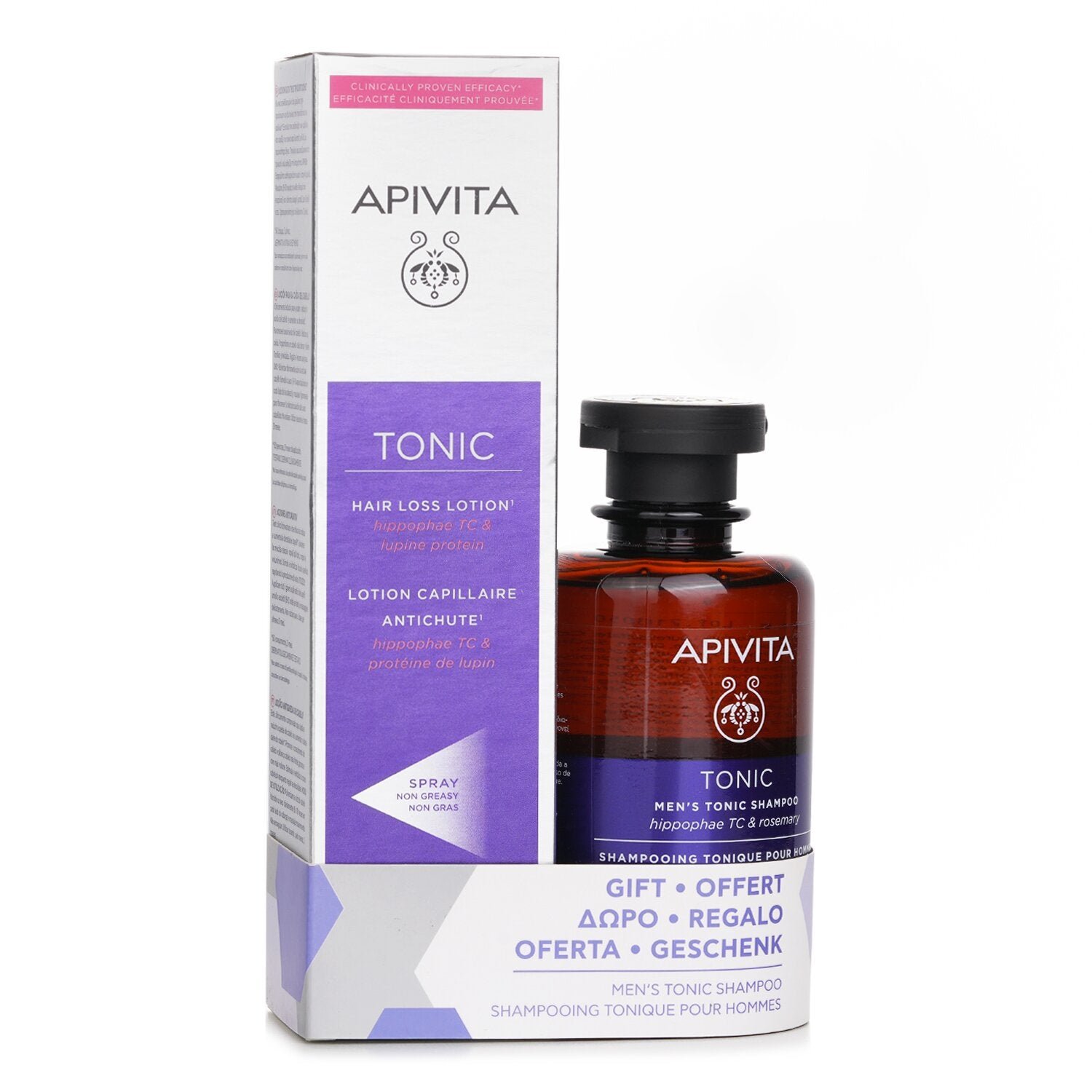Hair Loss Lotion with Hippophae TC & Lupine Protein 150ml FREE Men's Tonic Shampoo 250ml by Apivita - Image 2