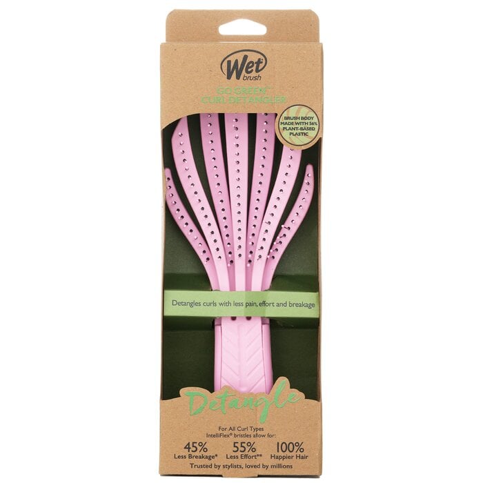 Go Green Curly Detangling Hair Brush - # Pink 1pcs by Wet Brush - Image 2