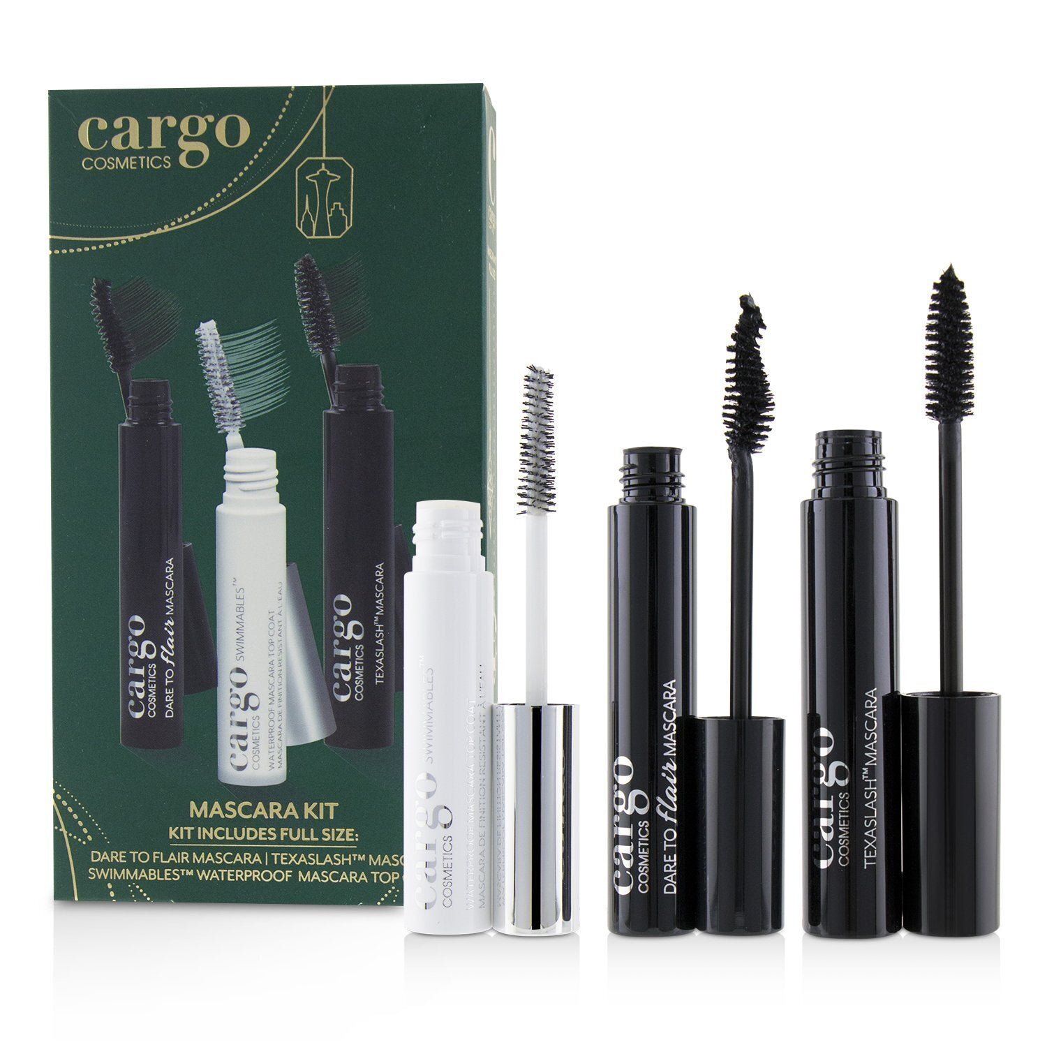 Mascara Kit: 1x Dare To Flair Mascara, 1x Texalash Mascara, 1x Swimmables Waterproof Mascara Topcoat by Cargo - Image 2