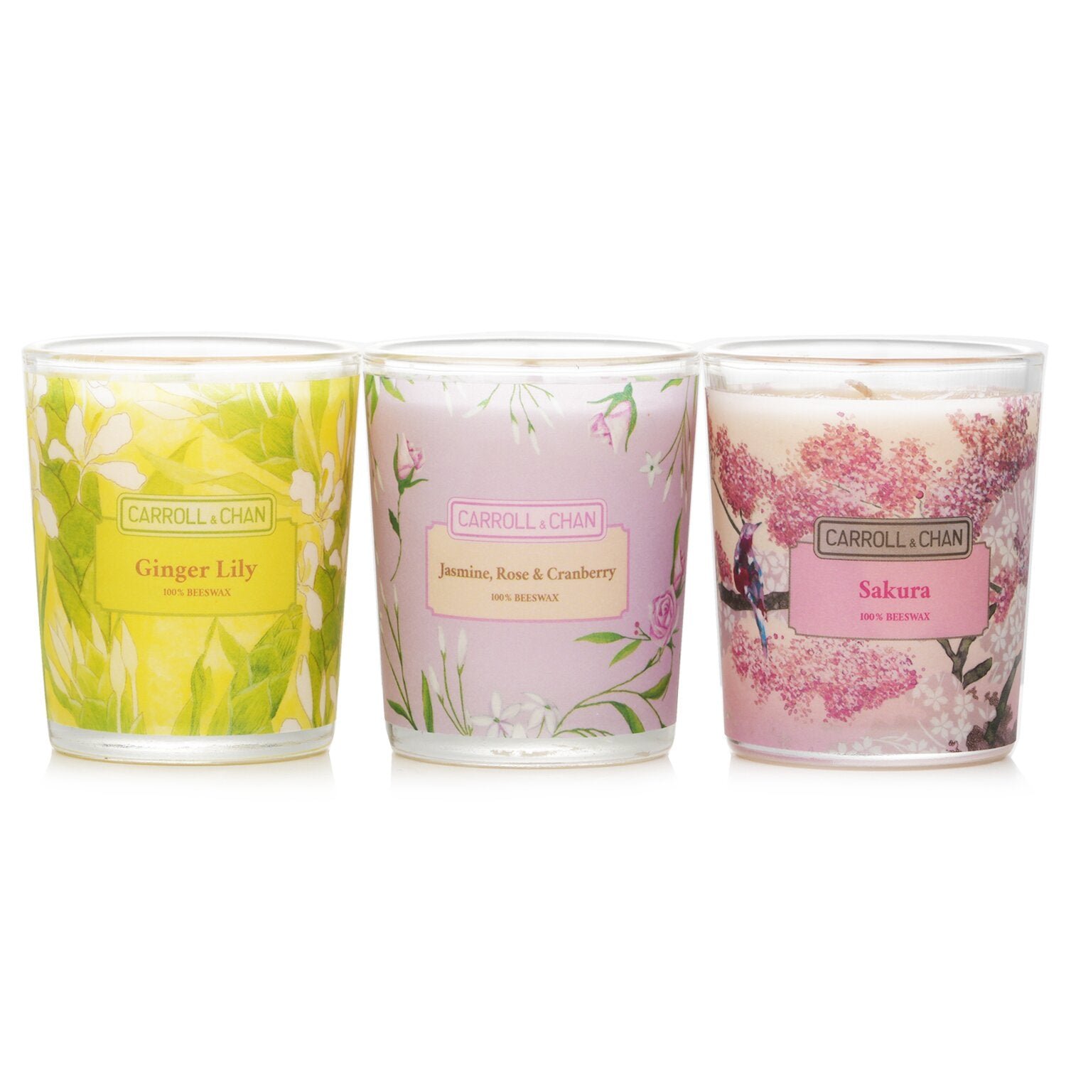 3 Votive Set: Sakura, Jasmine, Rose & Cranberry, Ginger Lily by Carroll & Chan - Image 2