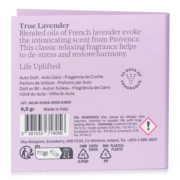 Car Fragrance Refill - True Lavender 1pc by Max Benjamin - Image 3