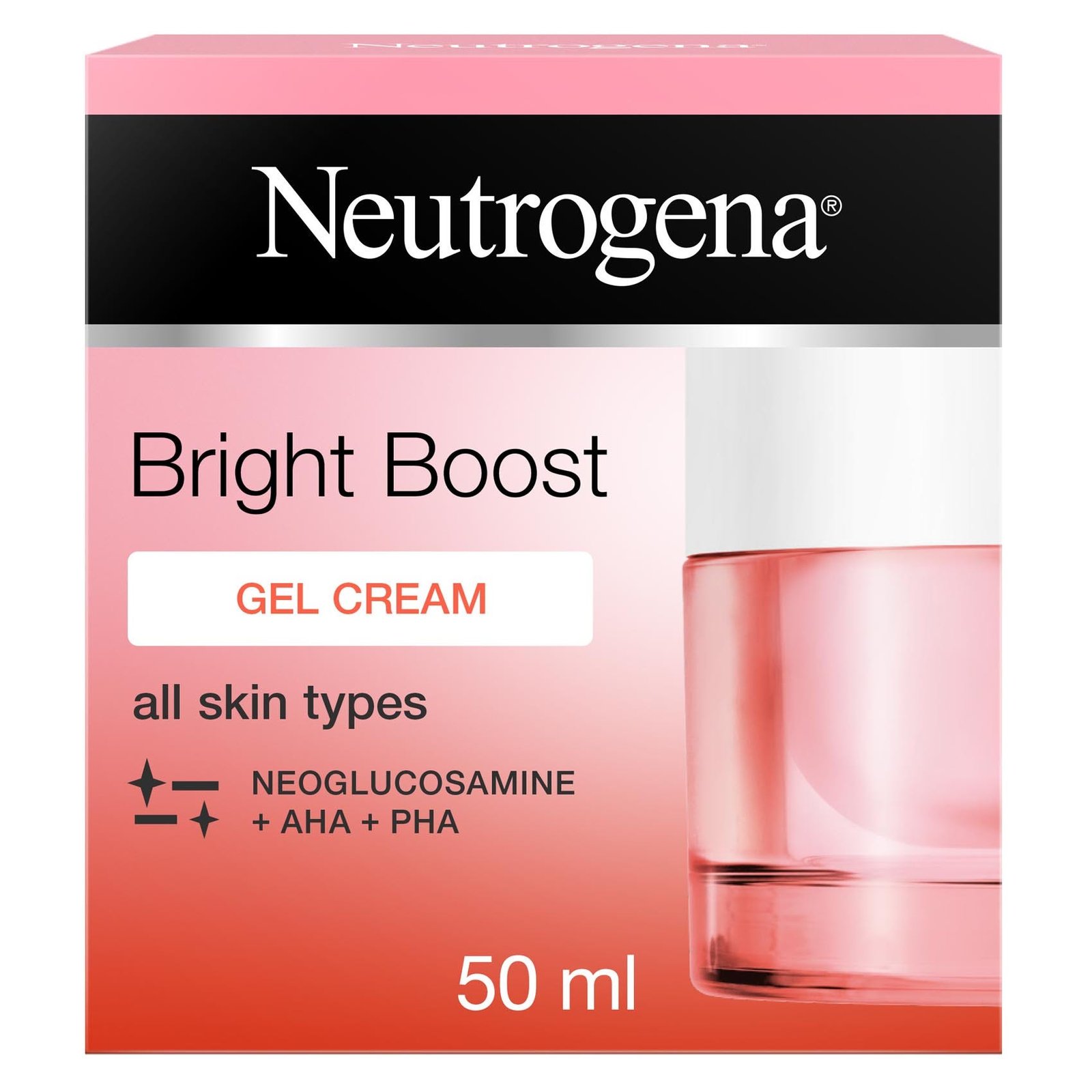 Neutrogena Bright Boost Facial Gel Cream, with Neoglucosamine, AHA & PHA, for All Skin Types, 50ml - Image 1